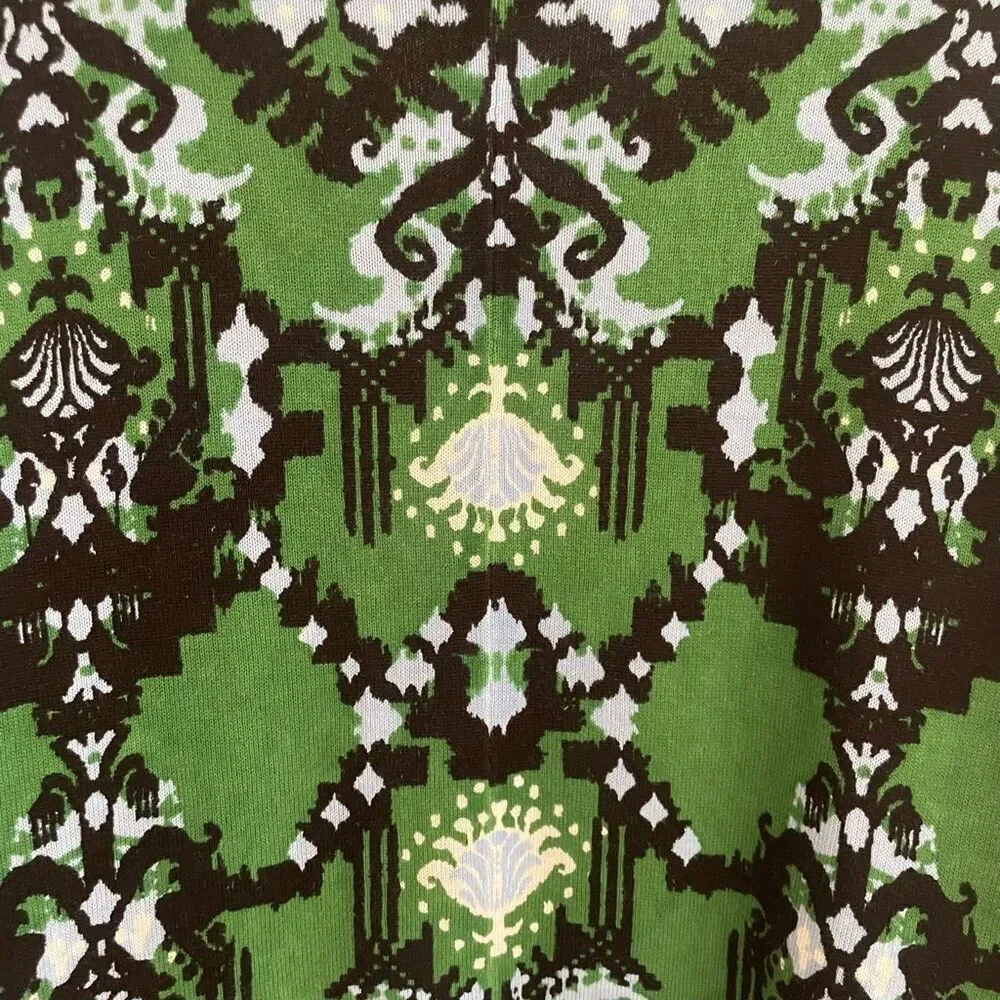 Chico’s Green Ikat Print Cardigan Kimono Linen Sweater Women’s Size 2 Large - Picture 3 of 6
